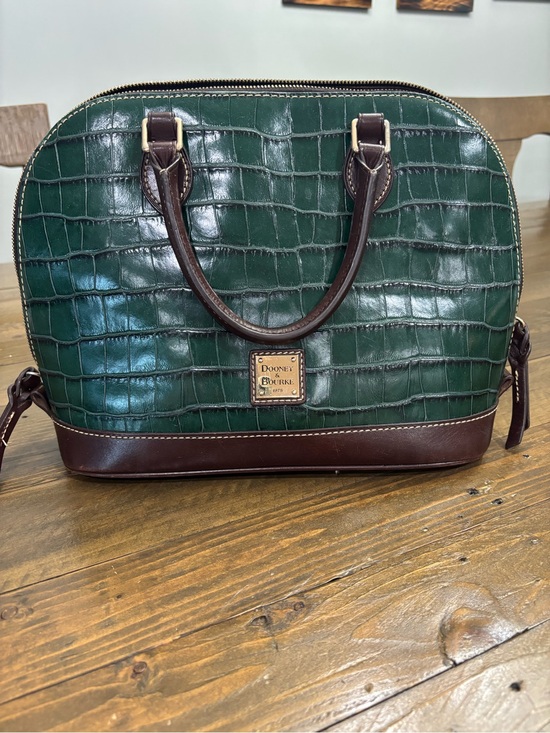 Dooney & Bourke Handbags - Dooney & Bourke Oakdale Zip Zip Satchel in Green Croc-Embossed Leather